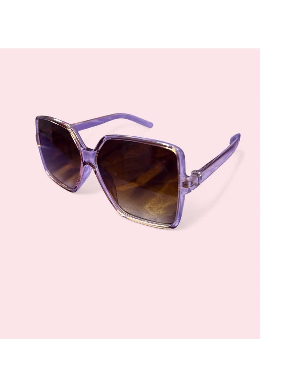 Pink Clear Sunglasses with brown gradient lenses fairycore coquette glam mcbling